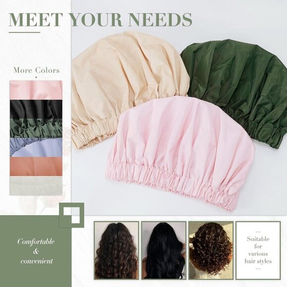Reusable Women Shower Cap Waterproof Large Elastic Bath Hair Hat main image 4
